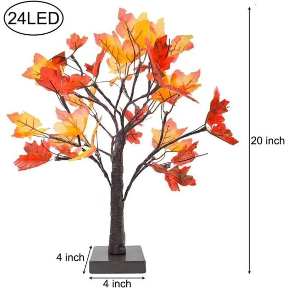 Artificial Fall Maple Tree LED Lights Thanksgiving Autumn Harvest Home Decor Tab